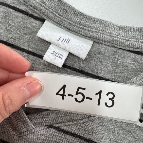 J.Jill Top Womens Small Grey Striped Textured Patch Pocket Knit Tunic Cotton - Picture 6 of 11